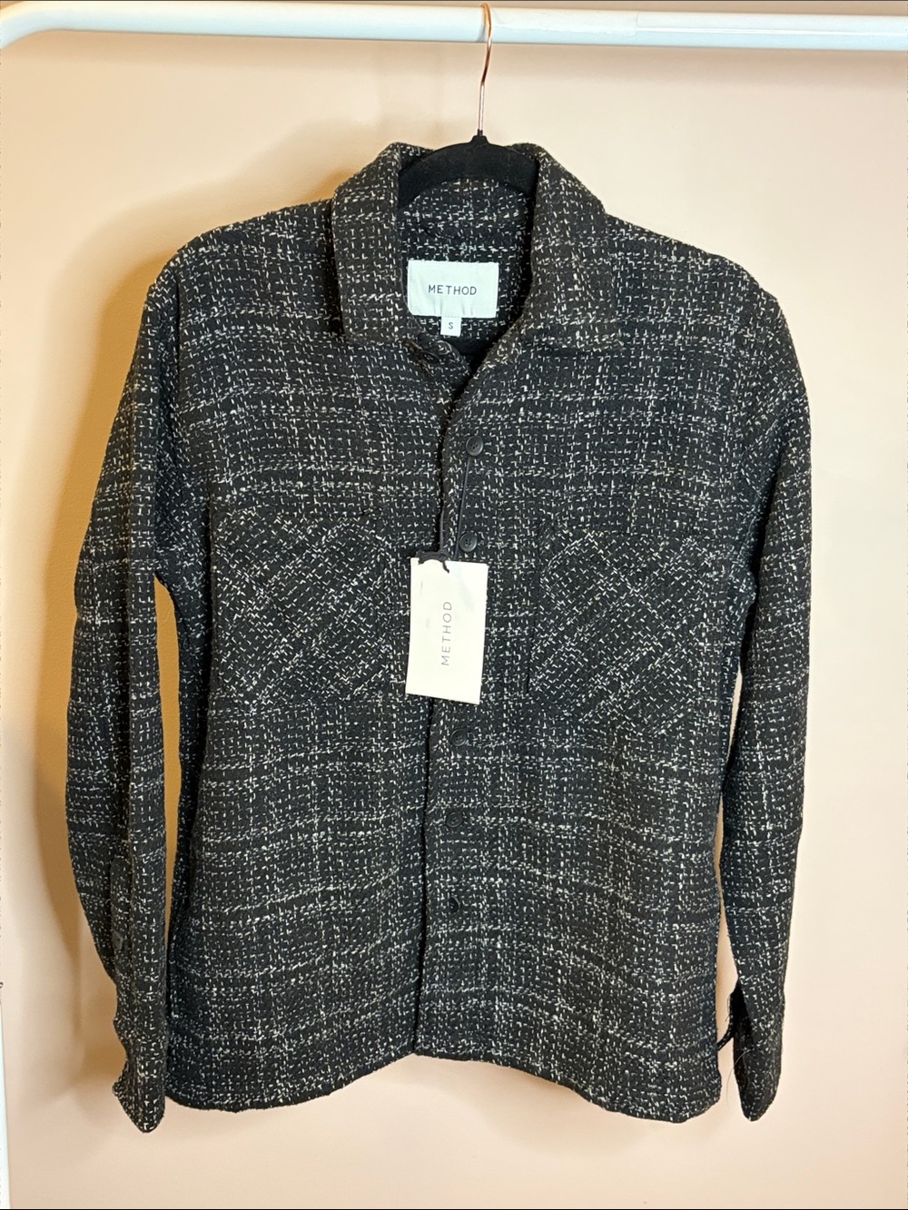NWT METHOD Black & White Tweed-Style Button-Down Shacket